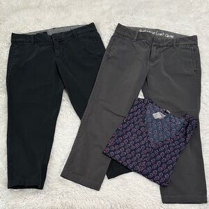 🚗 Bundle of 3 J. Crew Cropoed Chinos & Blouse Size4/XS